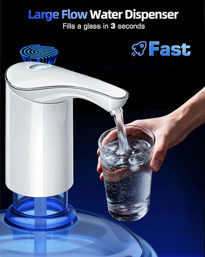 Electric Water Bottle Dispenser for 3-5 Gallon Jug, Automatic USB-C Water Jug Dispenser, Portable Upgraded Submersible Water Pump,High-Power & Silent Operation for Camping Home Office Bedroom