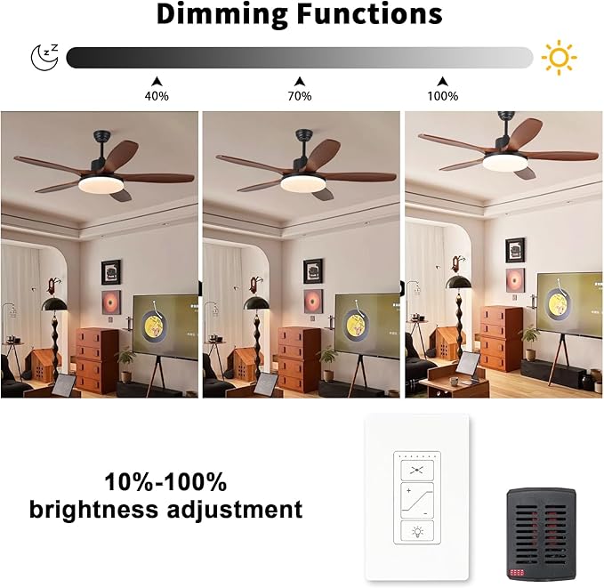 Fan Remote Control Kit, Small Size Receiver Ceiling Fan Remote Control Control for Hunter/Harbor Breeze/Westinghouse/Honeywell/Other Ceiling Fan MINI Black