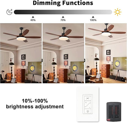 Fan Remote Control Kit, Small Size Receiver Ceiling Fan Remote Control Control for Hunter/Harbor Breeze/Westinghouse/Honeywell/Other Ceiling Fan MINI Black