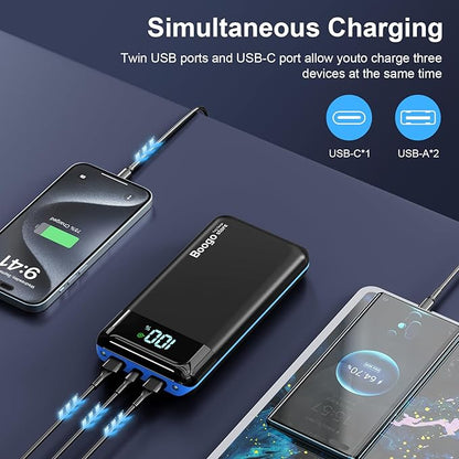 Portable Charger Power Bank 52800mAh Powerbank PD 30W and QC 4.0 Fast Charging Built-in Bright Flashlight LED Display 2 USB 1Type-C Output External Battery Pack for iPhone,Samsung