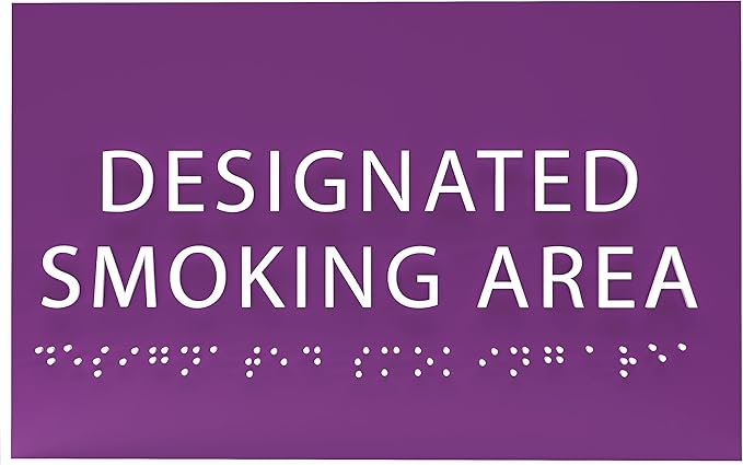 6" X4" Designated Smoking Area Sign - ADA Compliant Tactile Graphics Grade 2 Braille Text | Smoking Permitted Wall Signs for Offices, Private Businesses, Schools, and Restaurants