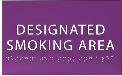6" X4" Designated Smoking Area Sign - ADA Compliant Tactile Graphics Grade 2 Braille Text | Smoking Permitted Wall Signs for Offices, Private Businesses, Schools, and Restaurants