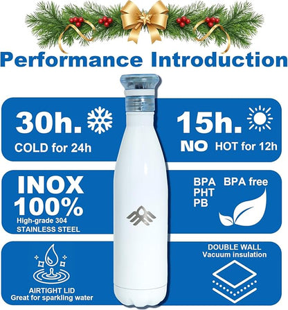 27 oz Smart Self Cleaning Water Large Bottle Onyx 304 Stainless Steel Insulated Light Purifying Bottle LED + Activated-Carbon Filter USB-C Rechargeable BPA-Free for Outdoor & Sports
