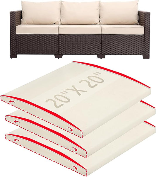 HAVARGO Couch Cushion Support for Outdoor Sagging Seat 20x20x2 Inches Couch Supports for Sagging Cushions, Quick-Drying and High Density Foam Sofa Cushion Support with Anti Slip Mesh Fabric Set of 3