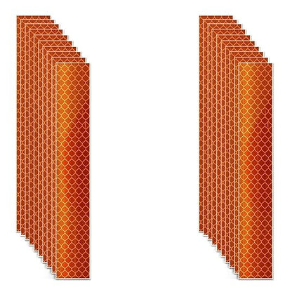 Non Fading Orange Reflective Stickers 1 inch X 6 inch, Outdoor Waterproof High Visibility Warning Safety Adhesive Reflector Tape (20 Pcs)