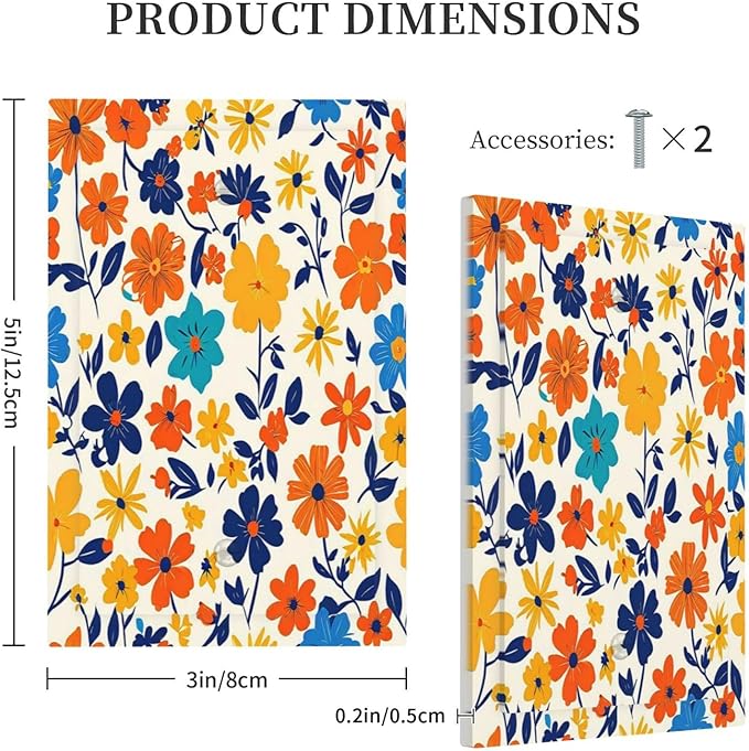Nature Flowers Botany Plant Art Floral Light Switch Cover Plate 1 Gang No Device Blank Decorative Switch Plate Electrical Wall Plates Faceplate for Bedroom Bathroom Decor
