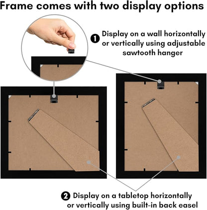 Americanflat 7x8 Picture Frame with Shatter-Resistant Glass - Signature Collection - Gallery-Style Frames Made of Engineered Wood - Photo Frame for Tabletop and Wall Display - Black