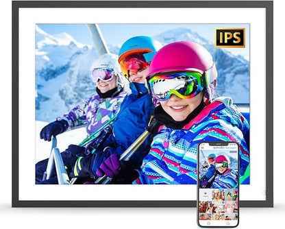 17-Inch Digital Picture Frame 32GB, Dual WiFi Full Function Digital Photo Frame, Auto Rotate, Wall Mounted Digital Frame, Unlimited Cloud Storage, Sharing Photos and Videos via App or Email Instantly