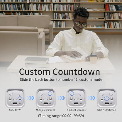 Productivity Timer Flip Gravity Sensor Cube Timer Countdown & Countup,Mute & Vibrate & Sound，5/10/30/60min & Custom Timing, Perfect for ADHD,Work,Learning,Kitchen Cooking (1White)