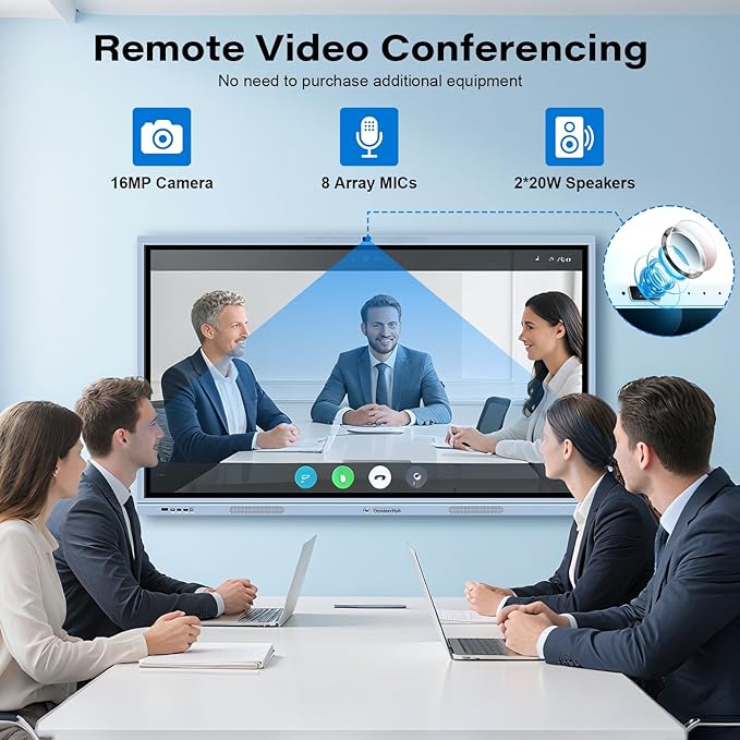 65" Smart Board, Interactive Whiteboard, 4K UHD Touch Screen Digital Board, Digital Electronic Smartboard with Dual System, for Classroom,Office & Conference Rooms (Wall Mount Included)