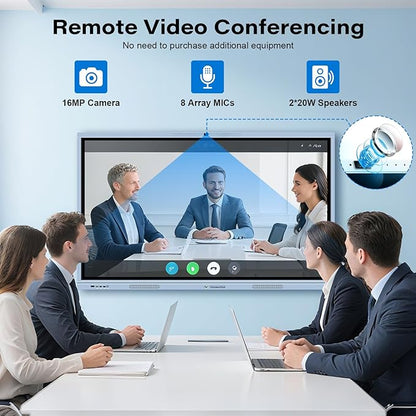 65" Smart Board, Interactive Whiteboard, 4K UHD Touch Screen Digital Board, Digital Electronic Smartboard with Dual System, for Classroom,Office & Conference Rooms (Wall Mount Included)