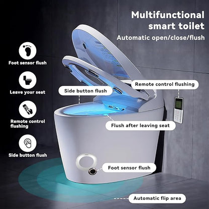 Smart Toilet with Built-in Bidet, Tankless Toilets for Bathroom, Instant Warm Water Sprayer and Dryer, Heated Seat toilet with LED Display