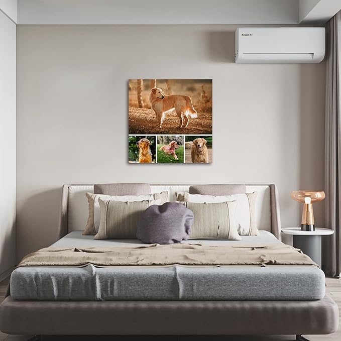 Collage Canvas Prints with Your Photos Personalized Multi Pictures for Wall Custom Family Wedding Baby Pet Dog Photo to Canvas Customized Gifts Home Wall Decor (Collage Photo-9, Framed)