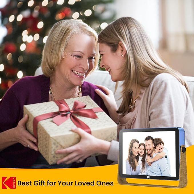 Kodak WiFi Digital Picture Frame 10.1 inch with 16GB Built-in Memory,4000mAh Battery,1280 * 800 Touch Screen Cloud 2.4GHz WiFi, Auto-Rotate, Kodak APP, Gift for Friends Family(Blue, 10 inch)