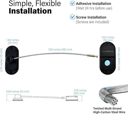 Fingerprint Fridge Lock - Childproof Security Locking for Refrigerator Freezer Cabinet Furniture Doors - 90 Degree Cable Window Locks Smart Biometric Access with Adhesive Drill Installation