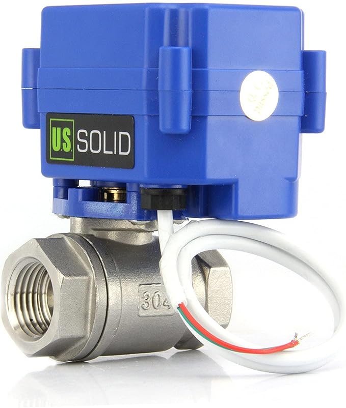 U.S. Solid 1/2" Motorized Ball Valve 85-265V AC Stainless Steel Electrical Ball Valve, 2 Wire Auto Return Setup Normally Closed