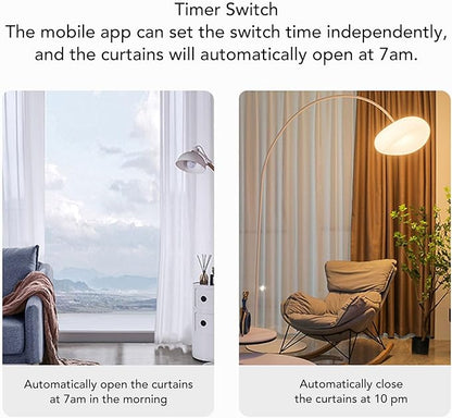 Solar Powered Smart Curtain Motor, APP Remote Control Automatic Curtain Opener Compatible with Roman Rod U Shape I Beam Tracks, with Voice Control for Home