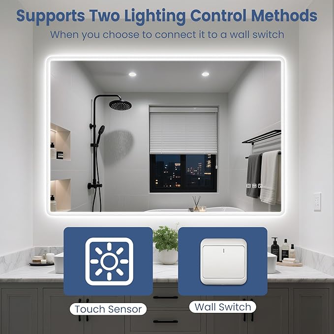 STARLEAD 40"x32" LED-Bathroom-Mirror-with-Lights, Wall-Mounted with Bluetooth Speaker, Anti-Fog, 3 Color Temperature, Dimmable Brightness, Waterproof, Tempered Glass, Frontlit & Backlit