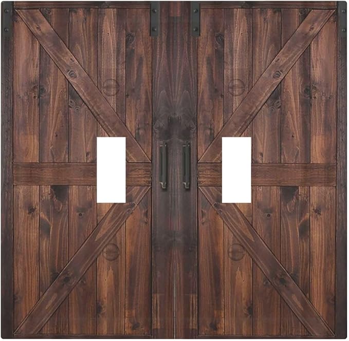 Decorative Light Switch Cover Plate Vintage Brown Farmhouse Barn Door 2 Gang Outlet Covers Double Toggle Wall Plates for Electrical Outlets Switch Plate Covers Faceplate for Bedroom Home Decor