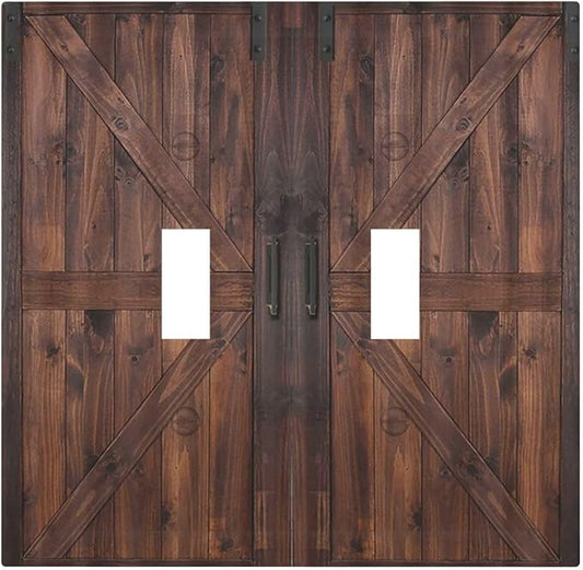 Decorative Light Switch Cover Plate Vintage Brown Farmhouse Barn Door 2 Gang Outlet Covers Double Toggle Wall Plates for Electrical Outlets Switch Plate Covers Faceplate for Bedroom Home Decor
