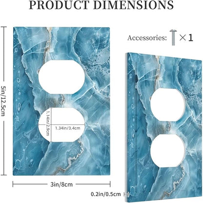 Decorative Outlet Covers Abstract Watercolor Blue Marble Texture 1 Gang Duplex Light Switch Cover Plate Unique Wall Plates for Electrical Outlets Switch Plate Covers for Bedroom Home Decor