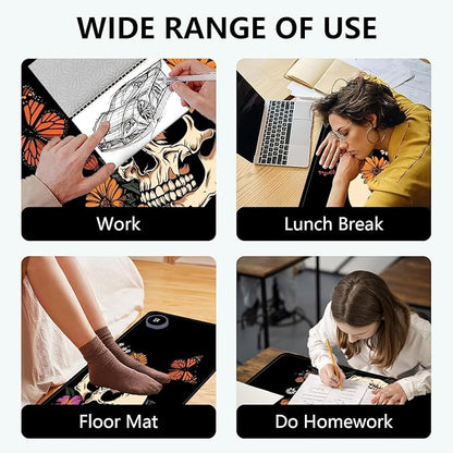Heated Mouse Pad with 3 Levels Heated & 3 Hours Auto Shut-Off Mouse Pad for Warming Hands in Office Home, 31.5" x 13"Large Safe Desk Mat Hand Warmer，Art Skull