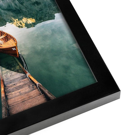 Americanflat 12x18 Poster Frame with Shatter-Resistant Glass - Signature Collection - Gallery-Style Frames Made of Engineered Wood - Photo Frame for Wall Display - Black