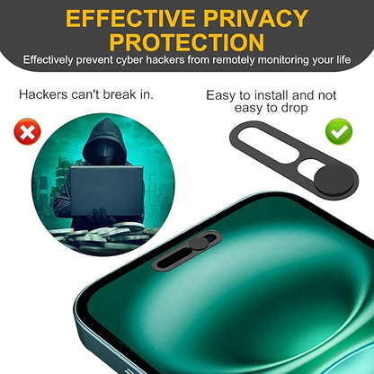 3 Pack Privacy Cover Compatible for iPhone 16/iPhone 16 Plus with 2 Front Camera Privacy Cover, Anti-Spy Camera Cover, Easy-Adhesive Design, Safeguard on iPhone 16/16 Plus,Black