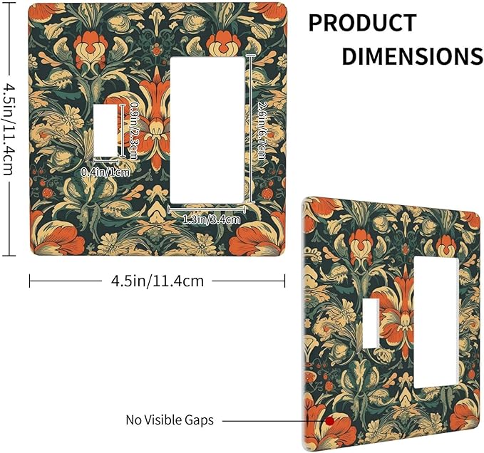 Outlet Covers William Morris Abstract Floral Plant Pattern Orangeyellowgreen 1 Toggle 1 Rocker Combination Decorative Wall Plate Electrical Switch Plates Light Switch Cover Plate for Bedroom