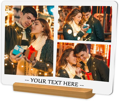 Custom Metal Photo Prints, Personalized Print Photos Frame for Desk, Customize Picture Frames Gifts for friend, remember, Lovers, Family Home