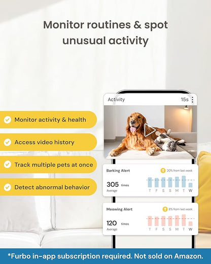 Furbo 360° Dog Camera + Mini 360° Cam [New Subscription Required at Setup] 2-Camera Bundle Nanny Pro Subscription: Dog Safety Alerts, Pet Camera with Speaker, Phone App & Night Vision