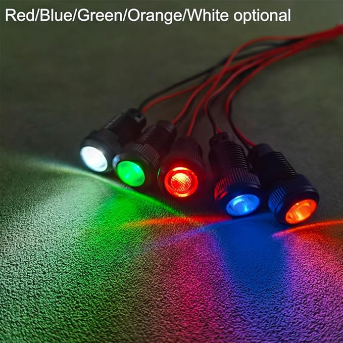 6pcs Red LED Indicator Pilot Light AC/DC 12-24V Mounting Hole Size 10mm(Flame Retardant Plastic Shell)