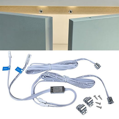 Door Open Automatic Turn On/Off Light Switch, 12V/24V Motion Sensor with 6ft Extension Cable for Cabinet Closet Wardrobe (Double Sensors)