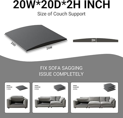 Couch Cushion Support for Sagging Seat, High Density Foam Sofa Support Replacement for Furniture, Curved Couch Supporter for Under The Cushions, Grey Set of 3