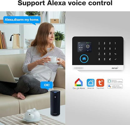 PGST WiFi+GSM 4G Home Smart Alarm, Wireless Home Security Alarm System, Door/Window Sensor Entry Sensors with Smart Life App/Tuya App Alert, with Google Assistant and Alexa
