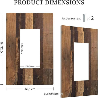 Rustic Brown Wood Vintage Wood Board Decorative Outlet Covers 1 Gang Single Rocker Light Switch Cover Plate Wall Plates Gfci Faceplate For Farmhouse Cabin Decor