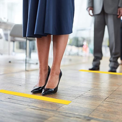 Outus Floor Marking Tapes 2" Width 100' Length Yellow Durable Non Abrasive Tough Floor Tape for Social Distancing, Gyms, Athletics, School, Restaurants, Equipment, Heavy Foot Traffic(3 Rolls)