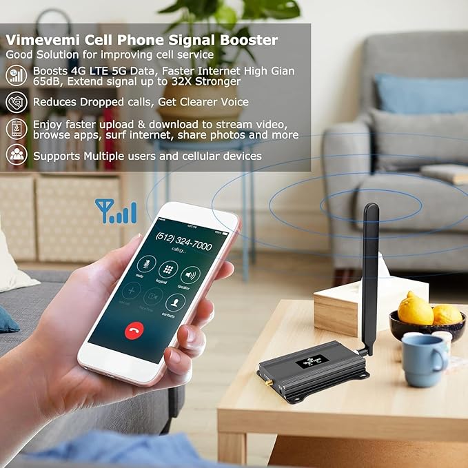 Cell Phone Signal Booster for AT&T 5G 4G LTE Band 12/17 | Up to 2500 Sq Ft Coverage for Home & Office