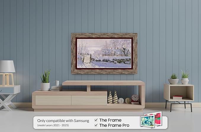 Distressed Barnwood 65" Premiere Deco TV Frame - Compatible ONLY with Samsung The Frame TV and Pro TVs (Fits 2021-2025, LS03A, LS03B,LS03C,LS03D,LS03FA,LS03FW)