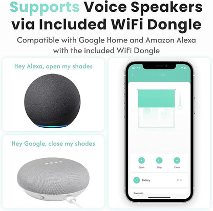 Aura Roller Smart Shade Driver, Remote Control & WiFi Dongle | Automate Existing Blinds | Beaded Window Shade Compatible | Rechargeable Long-Life Battery | Set Up Schedules | Hands Free Voice Control