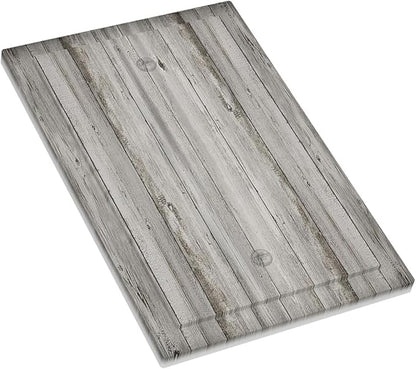 Light Switch Cover Plate Farmhouse Rustic Grey Barn Door Wood 1 Gang No Device Blank Electrical Wall Plates Faceplate Decorative Switch Plate for Bedroom Cabin Decor