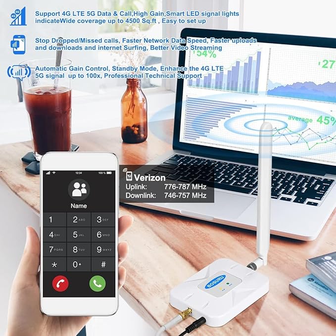 Verizon Cell Phone Signal Booster Verizon Signal Booster 5G 4G LTE Band13 5G Cell Booster Cell Signal Extender Cell Signal Ampliifer Cell Extender Repeater Cell Phone Booster for Home