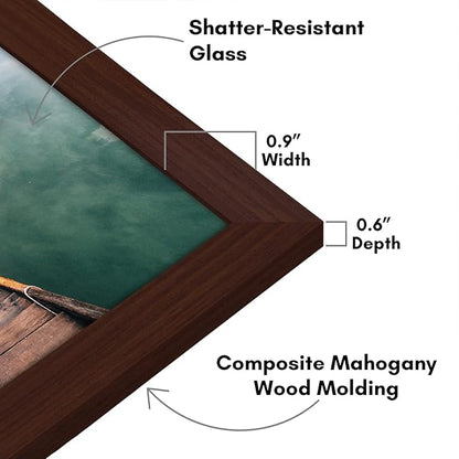 Americanflat 12x18 Poster Frame with Shatter-Resistant Glass - Signature Collection - Gallery-Style Frames Made of Engineered Wood - Photo Frame for Wall Display - Mahogany