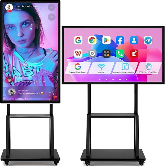 49" Smart Board, Electronic Interactive Smartboard for Classroom, Screen Mirroring, 8+64GB, Android iOS 14.0, Digital Whiteboard for Presention Annotation Live Streaming(Wall Mount Included)