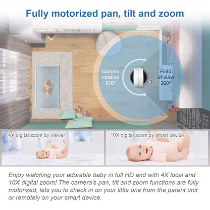 VTech RM5764-2HD 1080p Smart WiFi Remote Access 2 Camera BabyMonitor, 360° Pan & Tilt, 5" 720p HD Display, Night Vision, Soothing Sounds, 2-Way Talk, Temperature & Motion Detection, iOS & Android