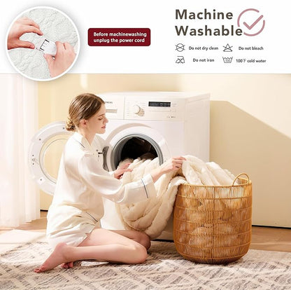 Heated Electric Blanket Full Size-72"x84" Heating Blanket with 10 Heating Levels & 5 Time Settings Over-Heat Protection，Winter Warmer for Adults with ETL Certification（Cream）