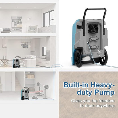 ALORAIR 190 Pints LGR Commercial Dehumidifier with Pump & Drain Hose, Up to 2,600 Sq.Ft, Portable Industrial Dehumidifiers with Handle, Water Damage Restore, Basement, Garage