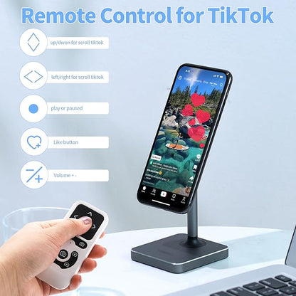 Wireless Camera Remote Control for iPhone, Control Phone Camera Shutter and Zoom, Control Scrolling Remote for Tiktok Videos, Page Turner for Kindle App, for iOS, Android, iPad (White)