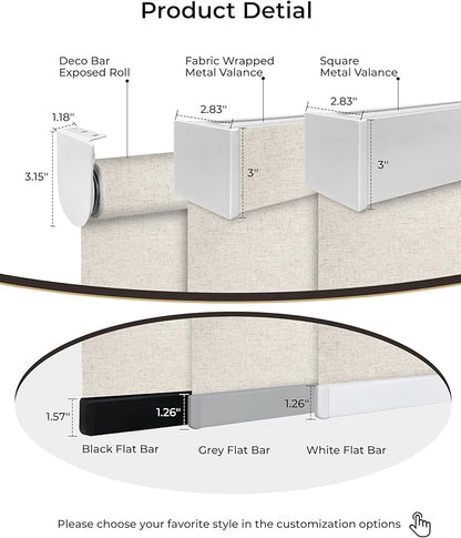Motorized Roller Shade with Remote Control, 100% Blackout Electric 21-98” Width Blinds for Windows with Via Hub Alexa Google Home, Rechargeable Smart Automatic Customized Size（Linen Beige）