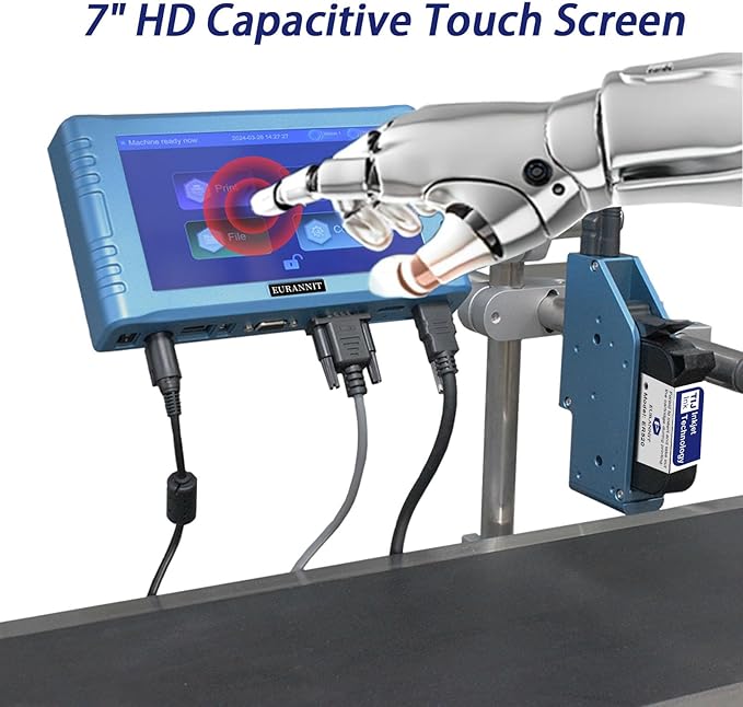 Automatic Inkjet Coding Machine for Production Line, 260E TIJ Inkjet Printer with 7” Touchable Screen for Date/Batch/QRCode/Barcode/Logo etc (1 Nozzle / 0.5 in)